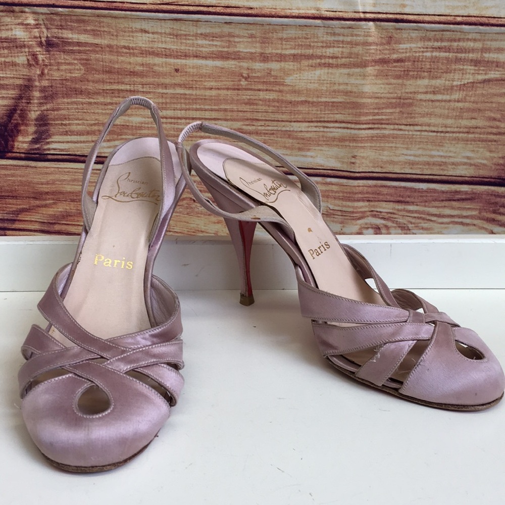 Christian Louboutin Pink Satin Slingback Heels